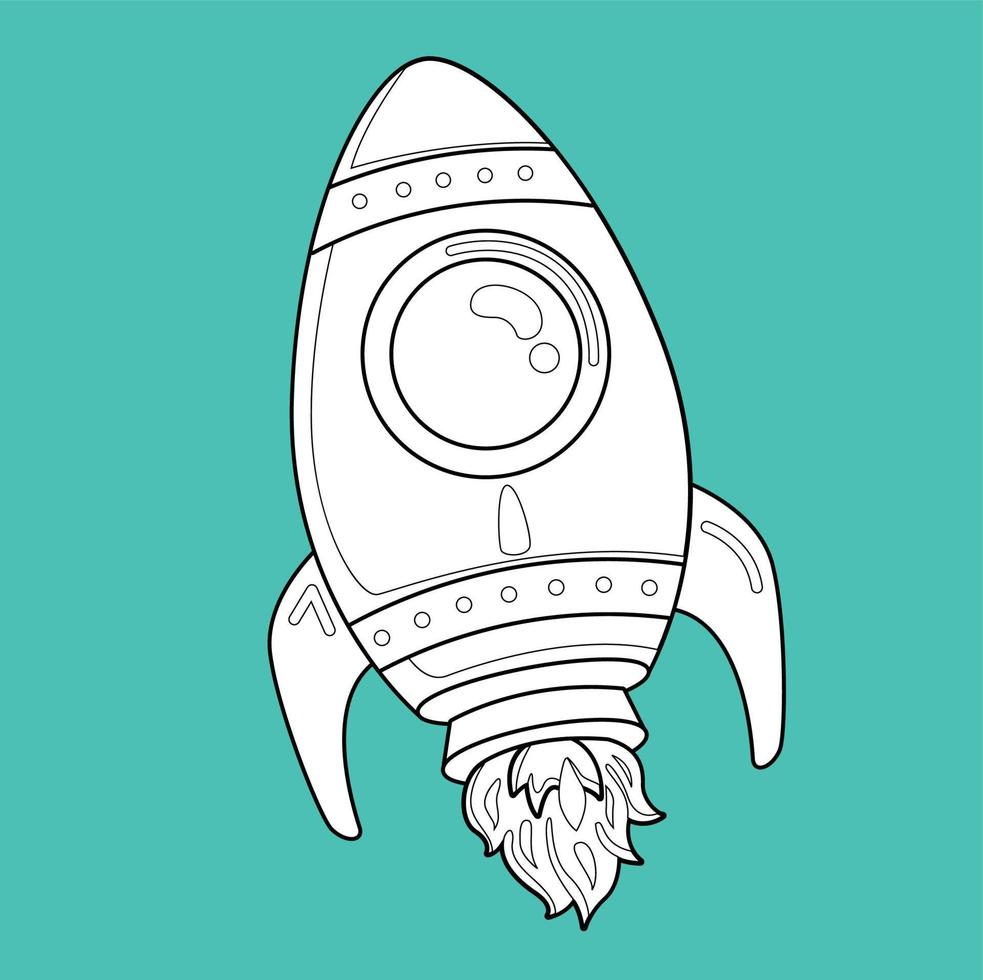 Astronaut Rocket Outer Space Digital Stamp vector