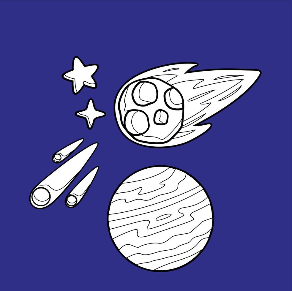 Planet Asteroid Outer Space Digital Stamp vector