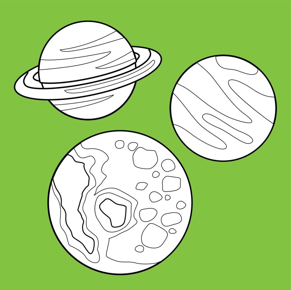 Outer Space Planets Digital Stamp vector