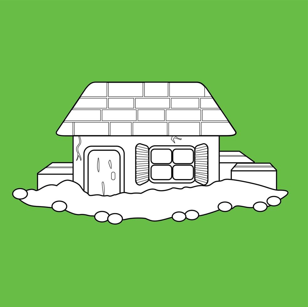 Classic House Building Digital Stamp vector
