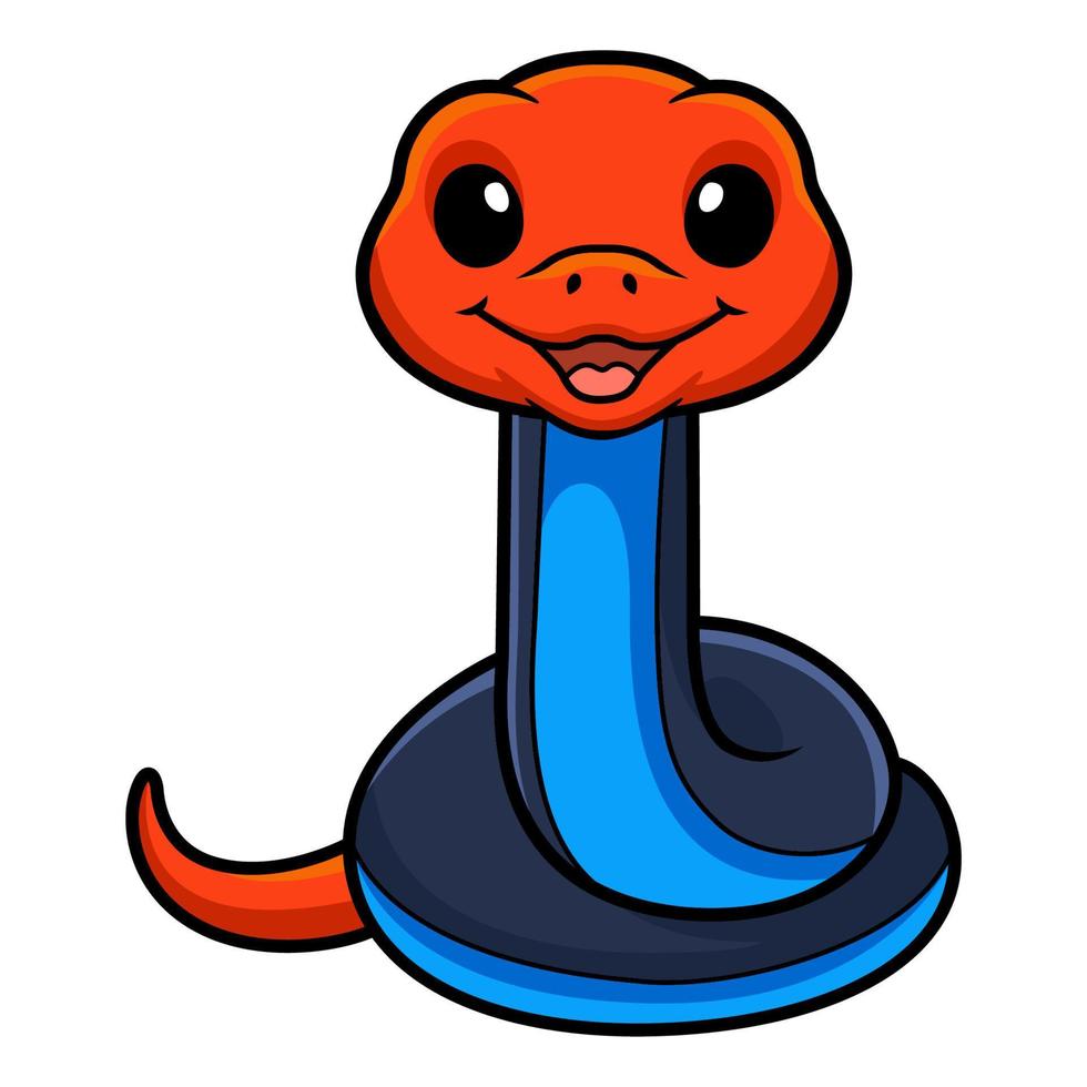 linda caricatura de serpiente krait de cabeza roja vector