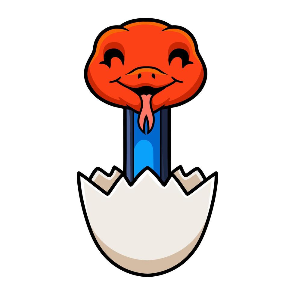 linda caricatura de serpiente krait de cabeza roja dentro de un huevo vector