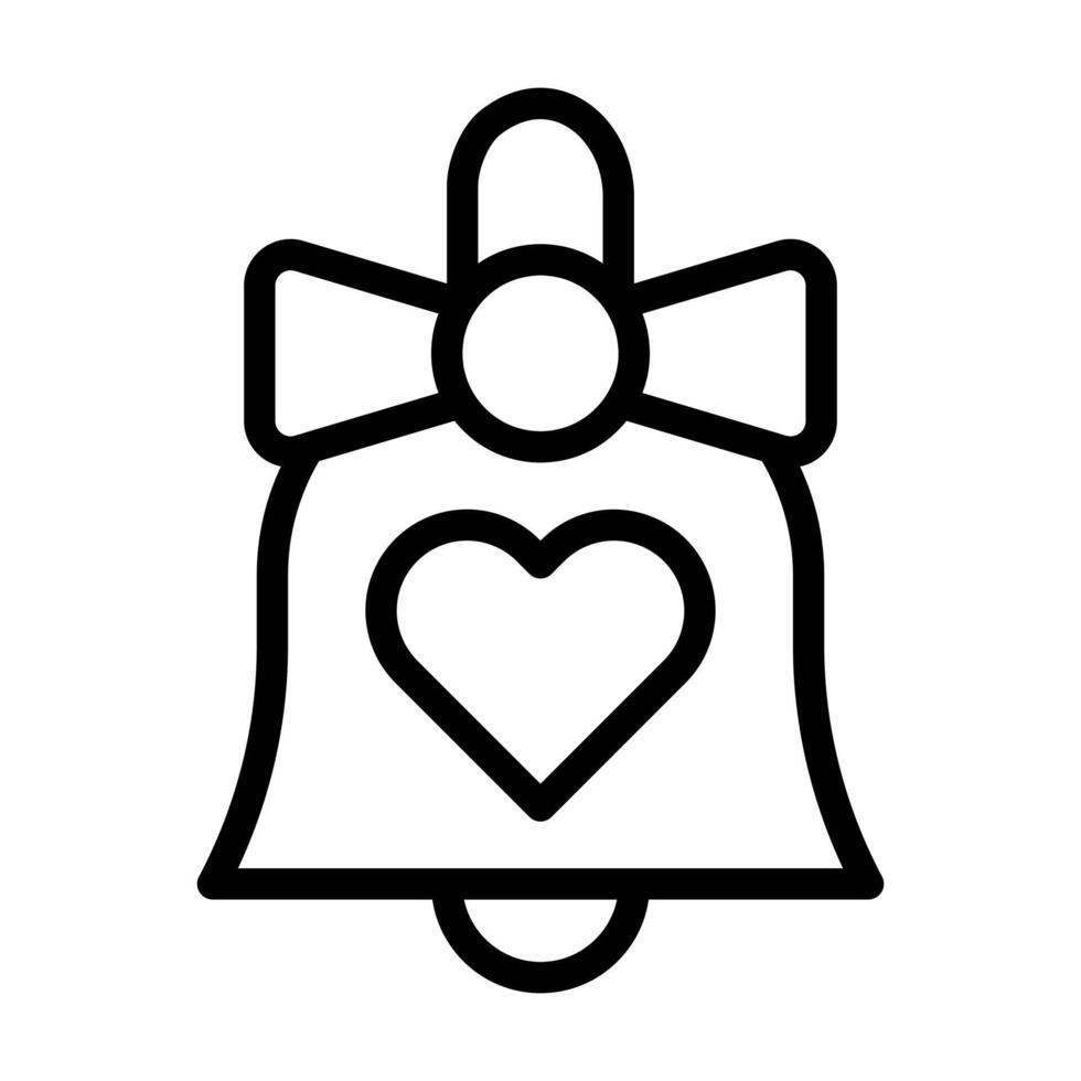 campana icono de san valentín ilustración de estilo de contorno vector e icono de logotipo perfecto.