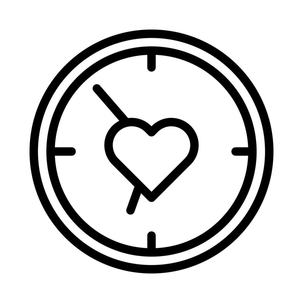 reloj icono de san valentín estilo de contorno ilustración vector e icono de logotipo perfecto.