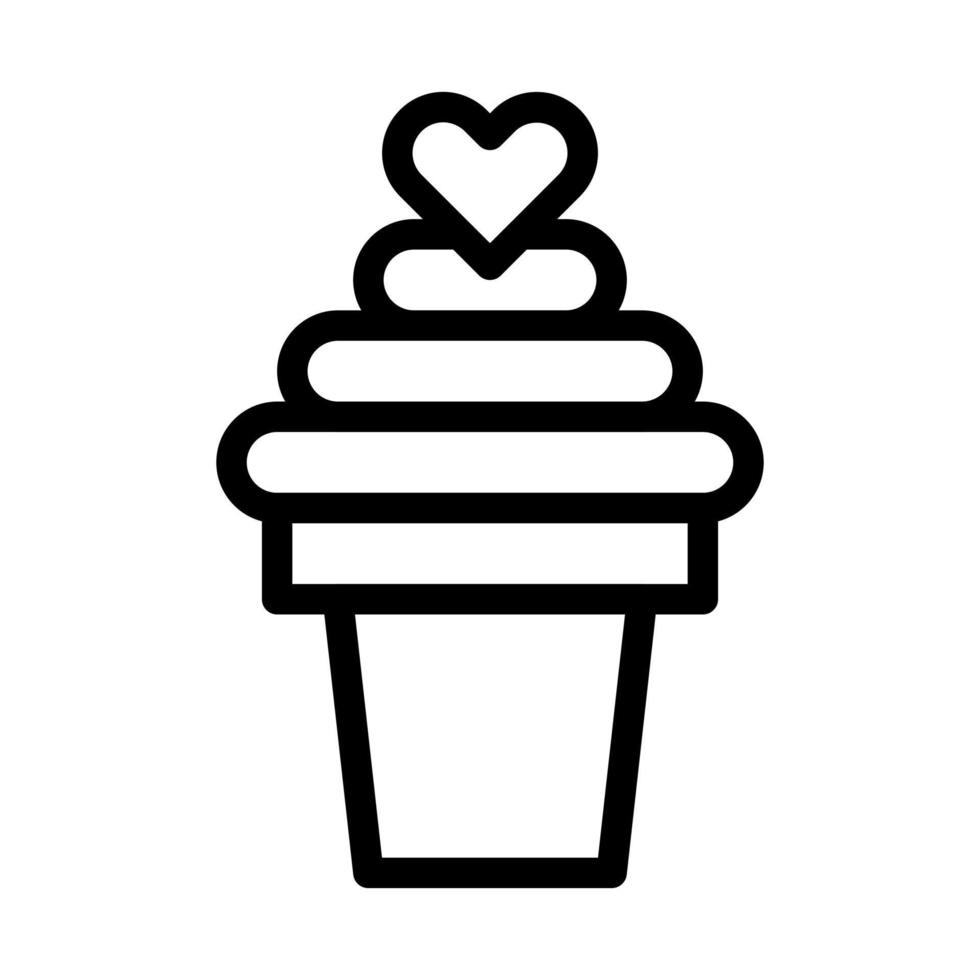 helado icono de san valentín ilustración de estilo de contorno vector e icono de logotipo perfecto.
