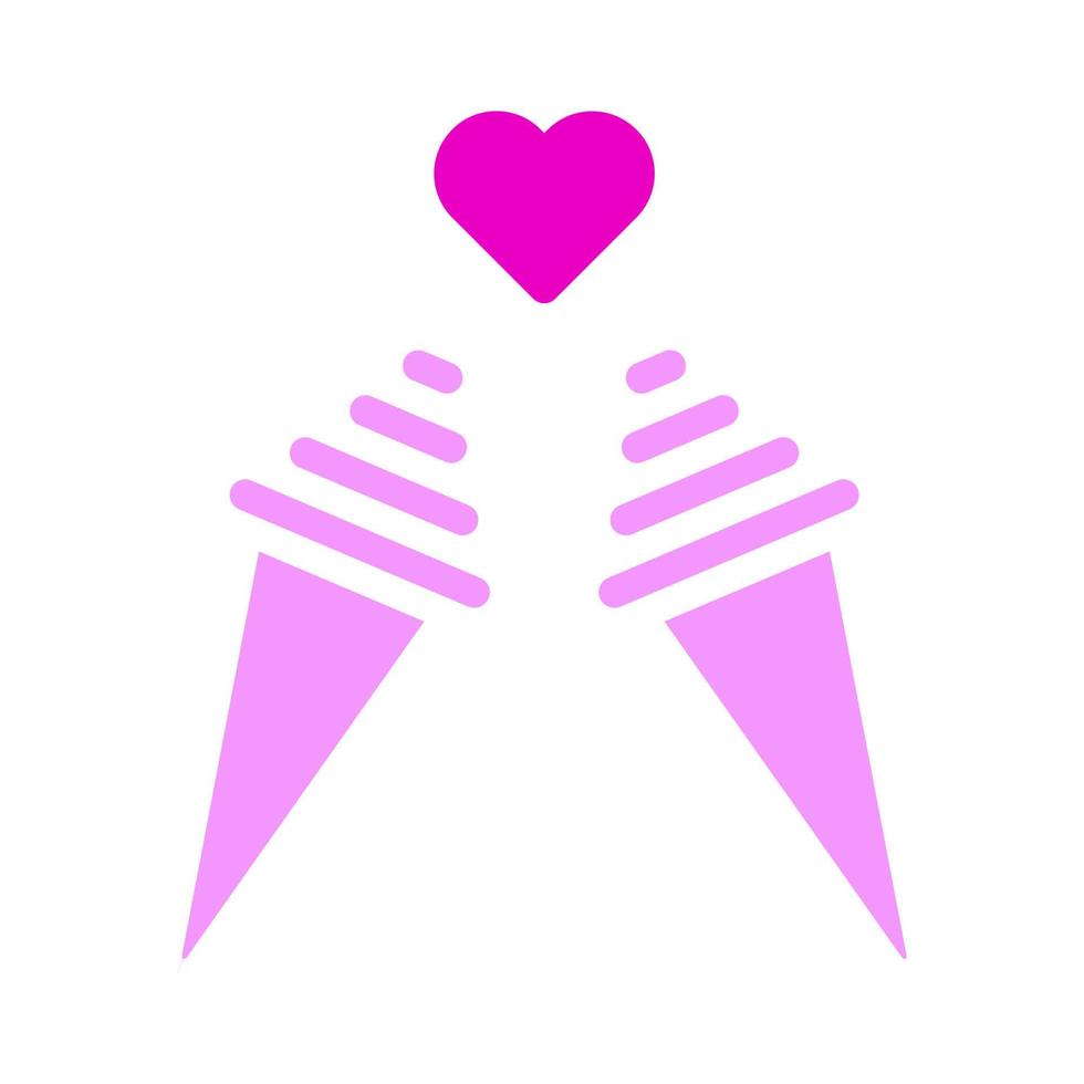 helado icono de san valentín ilustración de estilo rosa sólido vector e icono de logotipo perfecto.