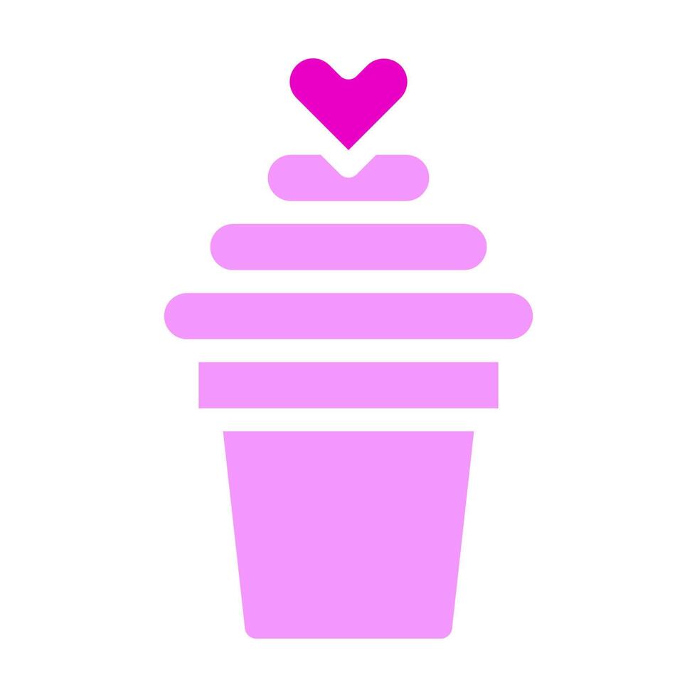 helado icono de san valentín ilustración de estilo rosa sólido vector e icono de logotipo perfecto.