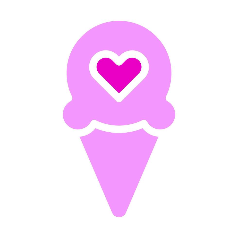 helado icono de san valentín ilustración de estilo rosa sólido vector e icono de logotipo perfecto.