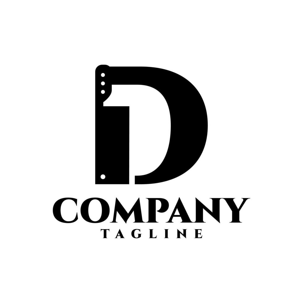 letter D with a knife, good for any business related to culinary, cutlery, weapon or knife. vector
