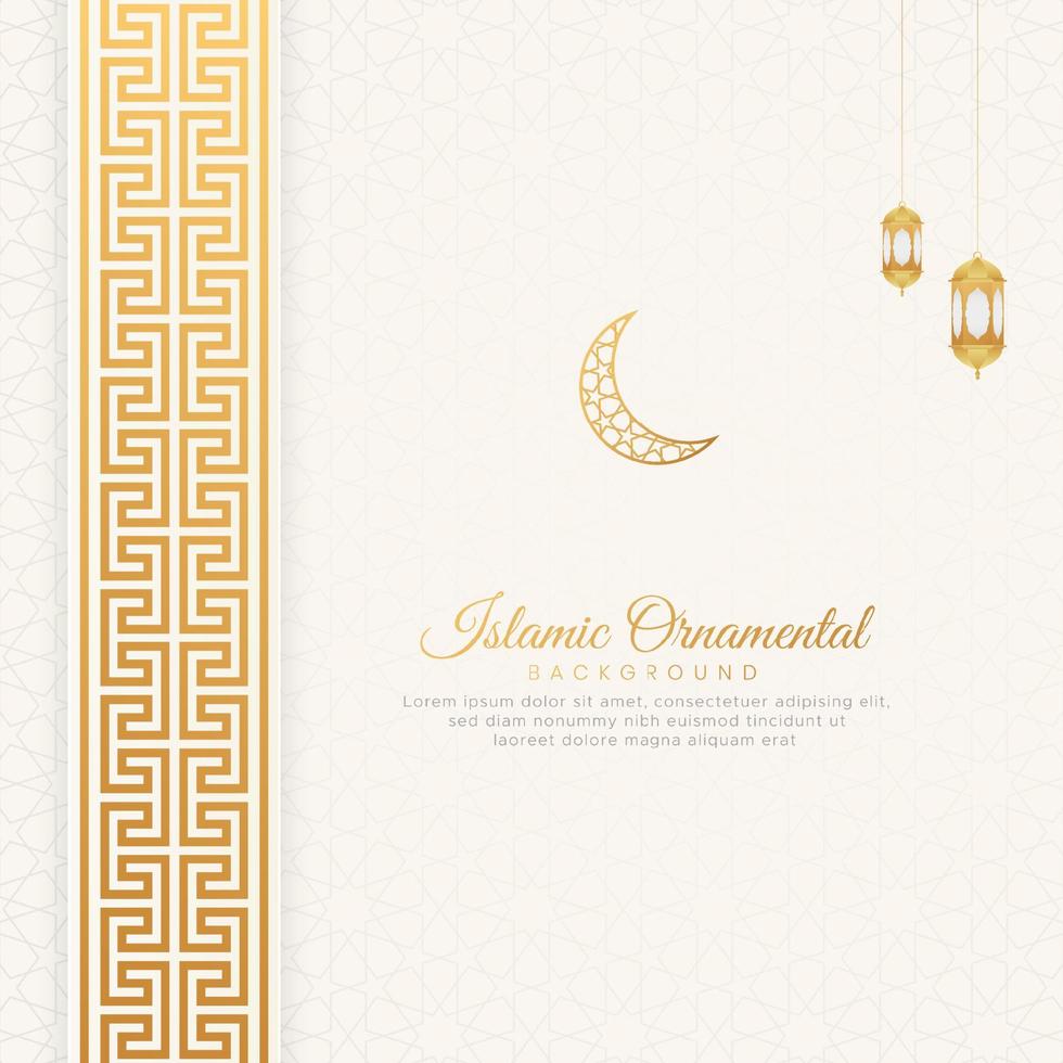 Islamic Ornamental Arabic White Luxury Border Background with Geometric pattern and Ornament vector