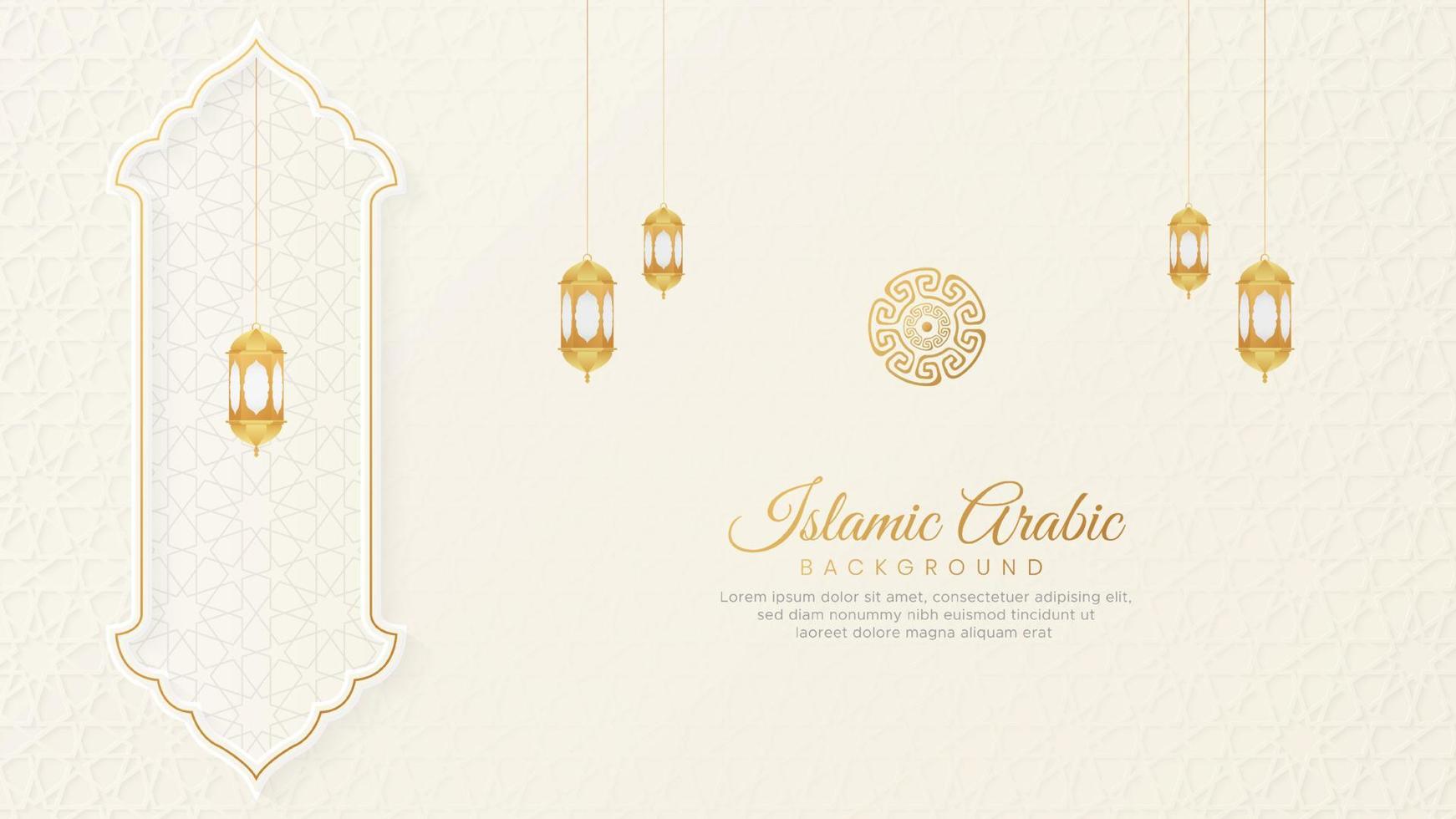 Islamic Arabic White Luxury Background with Geometric pattern and Beautiful Ornament vector