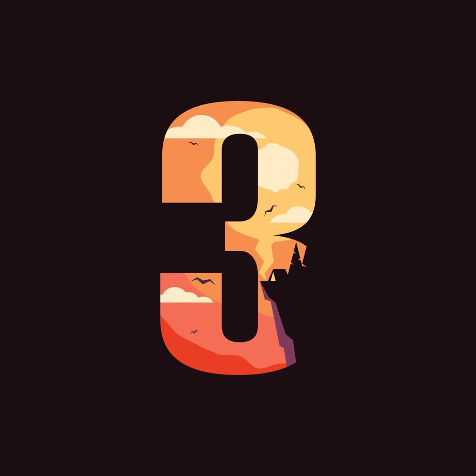 Numeric 3 Outdoor Logo vector