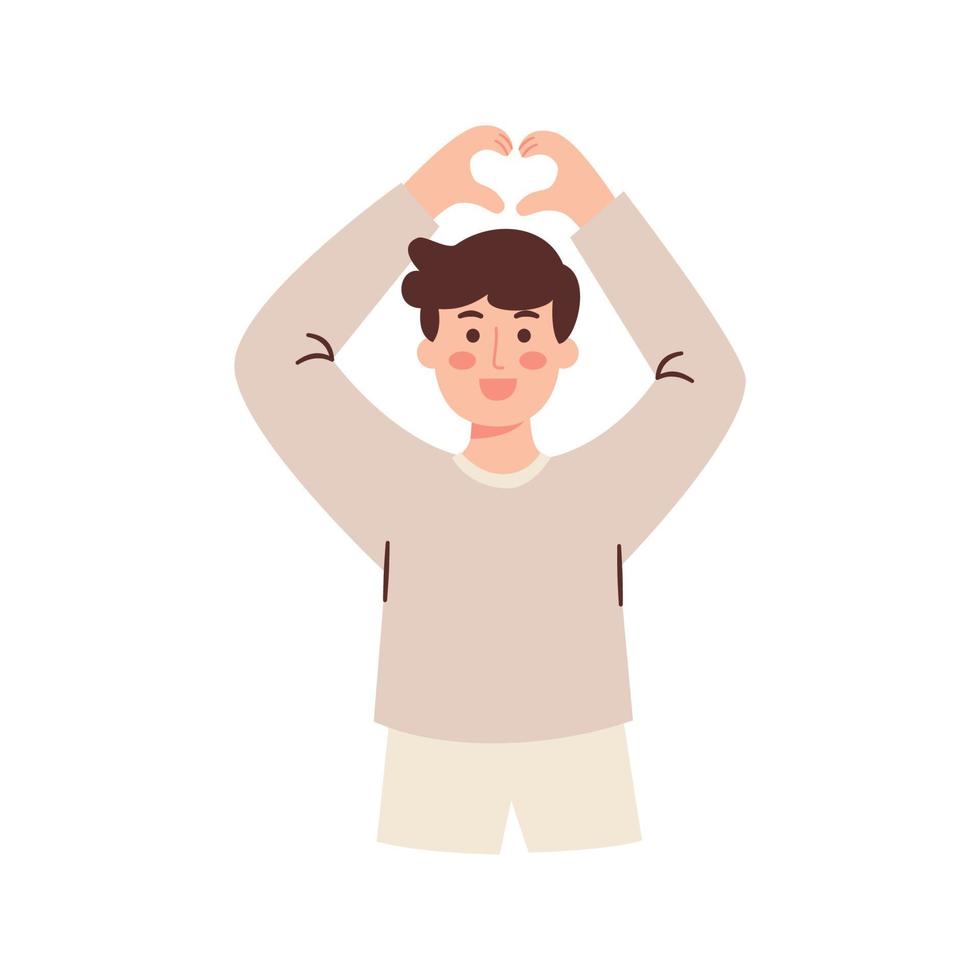 Man with heart finger vector