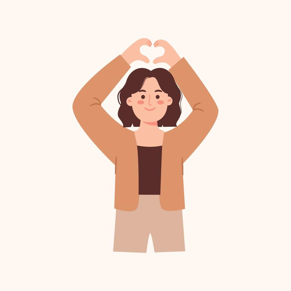 Woman with heart finger vector