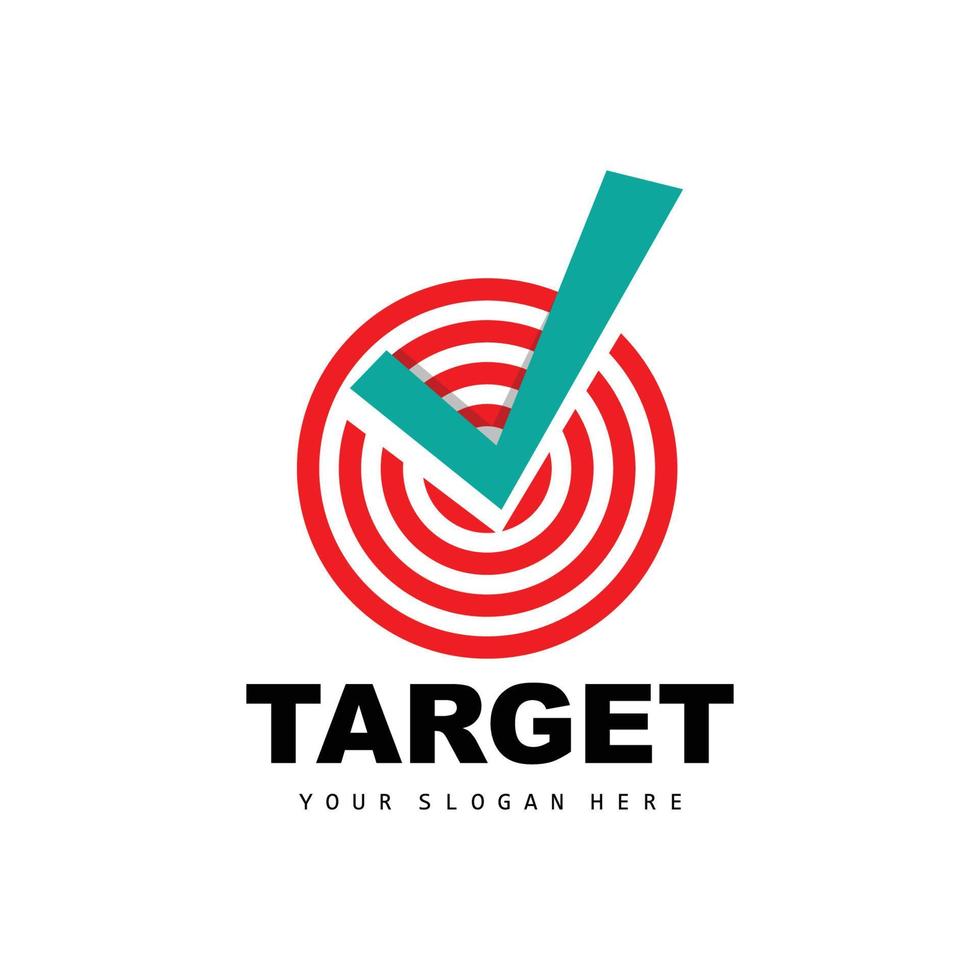 logotipo de destino, diseño de disparo de flecha, vector de icono de objetivo de objetivo de flecha