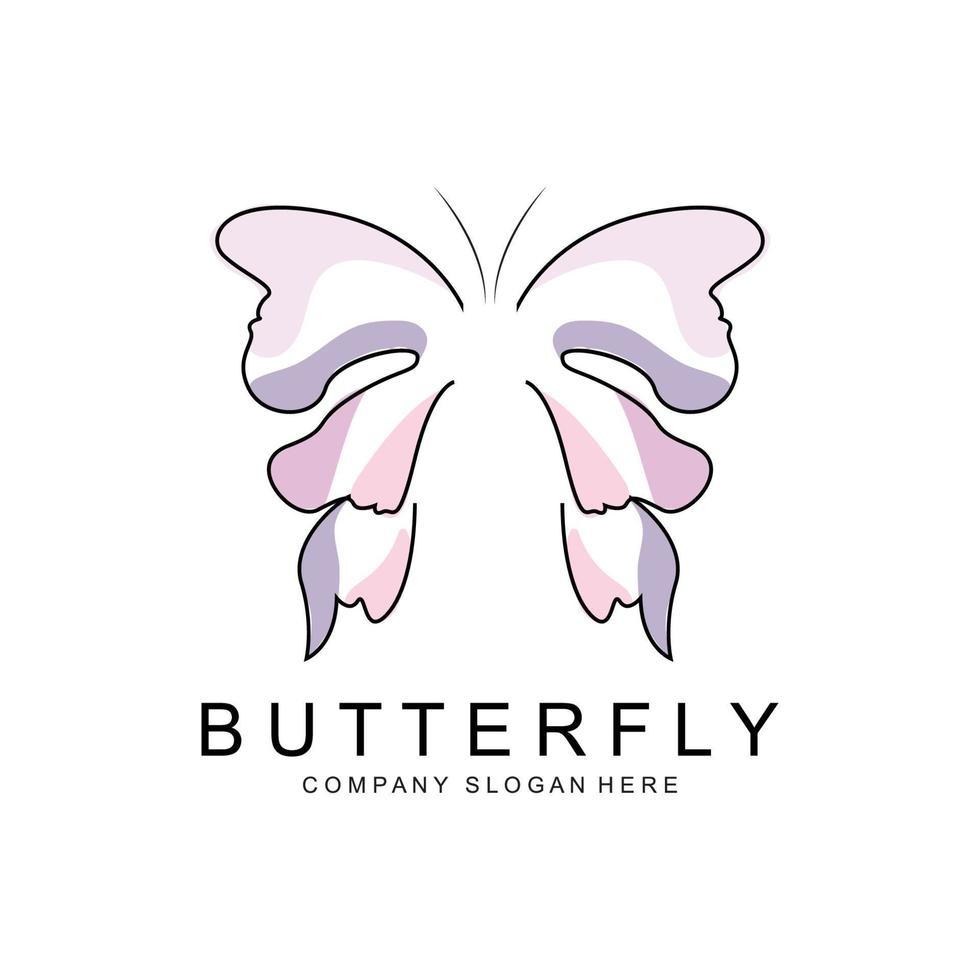 Butterfly Logo Design, Beautiful Flying Animal, Company Brand Icon Illustration, Screen Printing, Salon vector