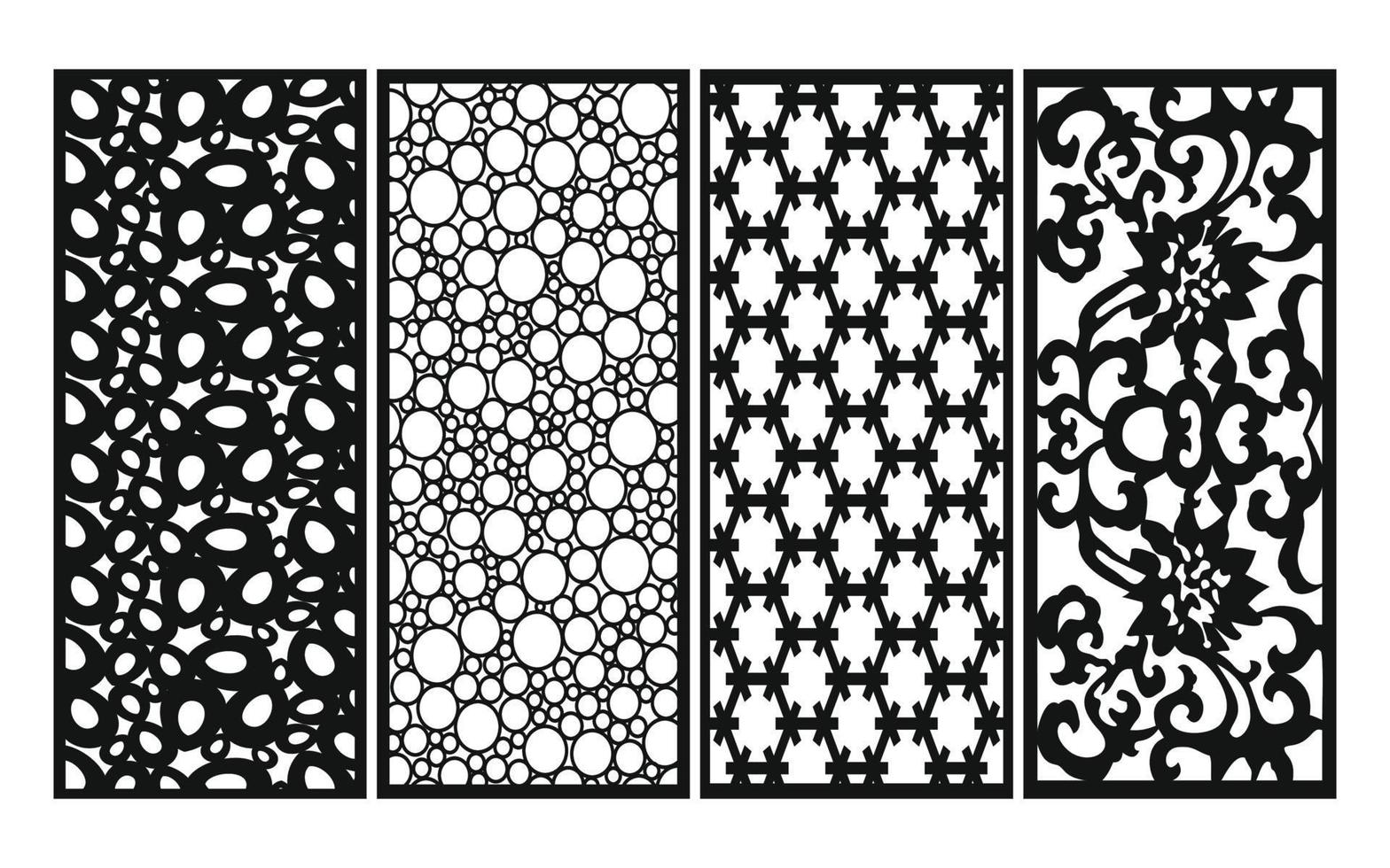 Black patterns with white background, Islamic vectors with floral panels for CNC laser cutting