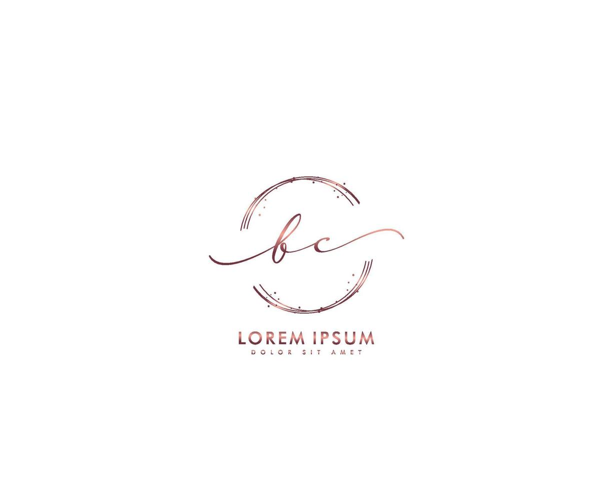 Initial BC Feminine logo beauty monogram and elegant logo design, handwriting logo of initial signature, wedding, fashion, floral and botanical with creative template vector