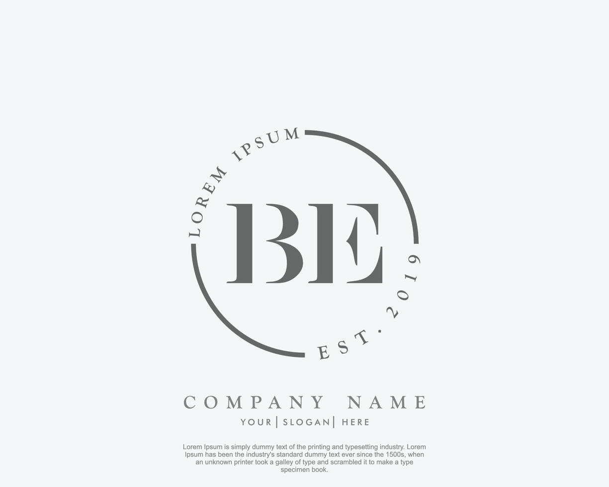 Initial BE Feminine logo beauty monogram and elegant logo design, handwriting logo of initial signature, wedding, fashion, floral and botanical with creative template vector