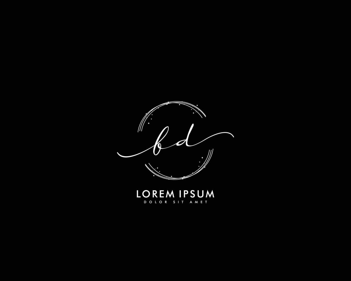 Initial BD Feminine logo beauty monogram and elegant logo design, handwriting logo of initial signature, wedding, fashion, floral and botanical with creative template vector