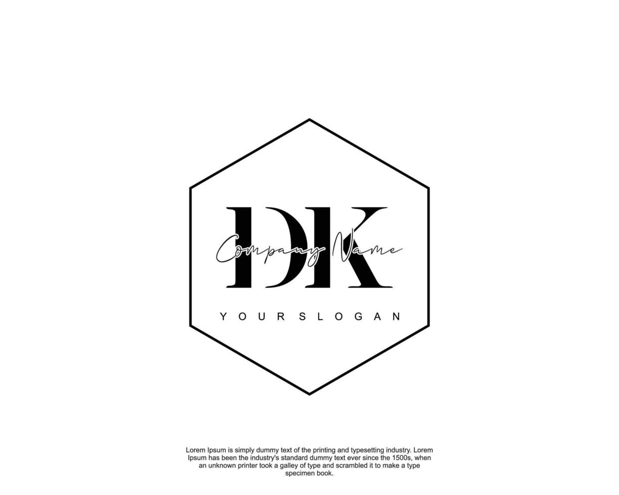 Initial DK Feminine logo beauty monogram and elegant logo design, handwriting logo of initial signature, wedding, fashion, floral and botanical with creative template vector