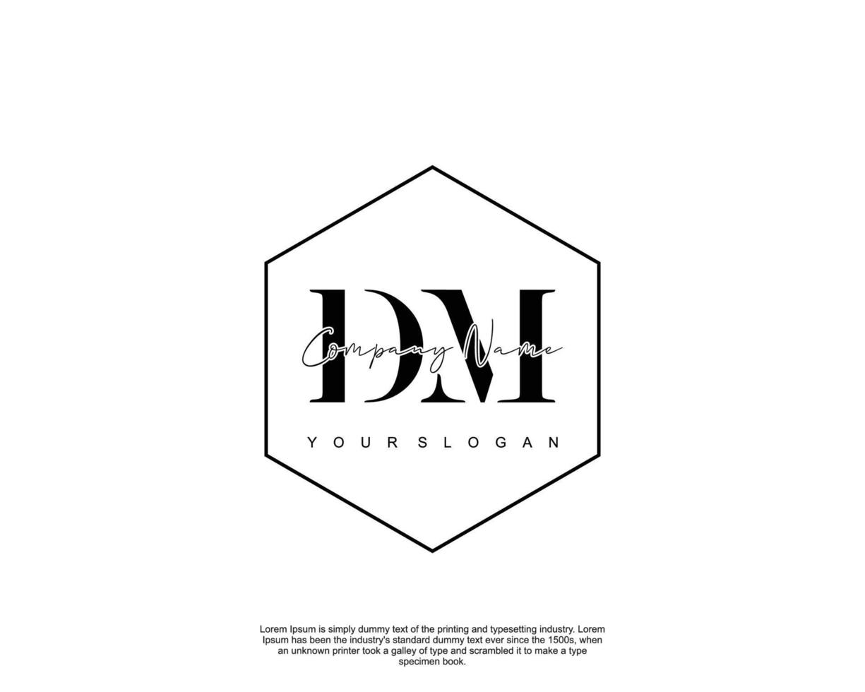 Initial DM Feminine logo beauty monogram and elegant logo design, handwriting logo of initial signature, wedding, fashion, floral and botanical with creative template vector