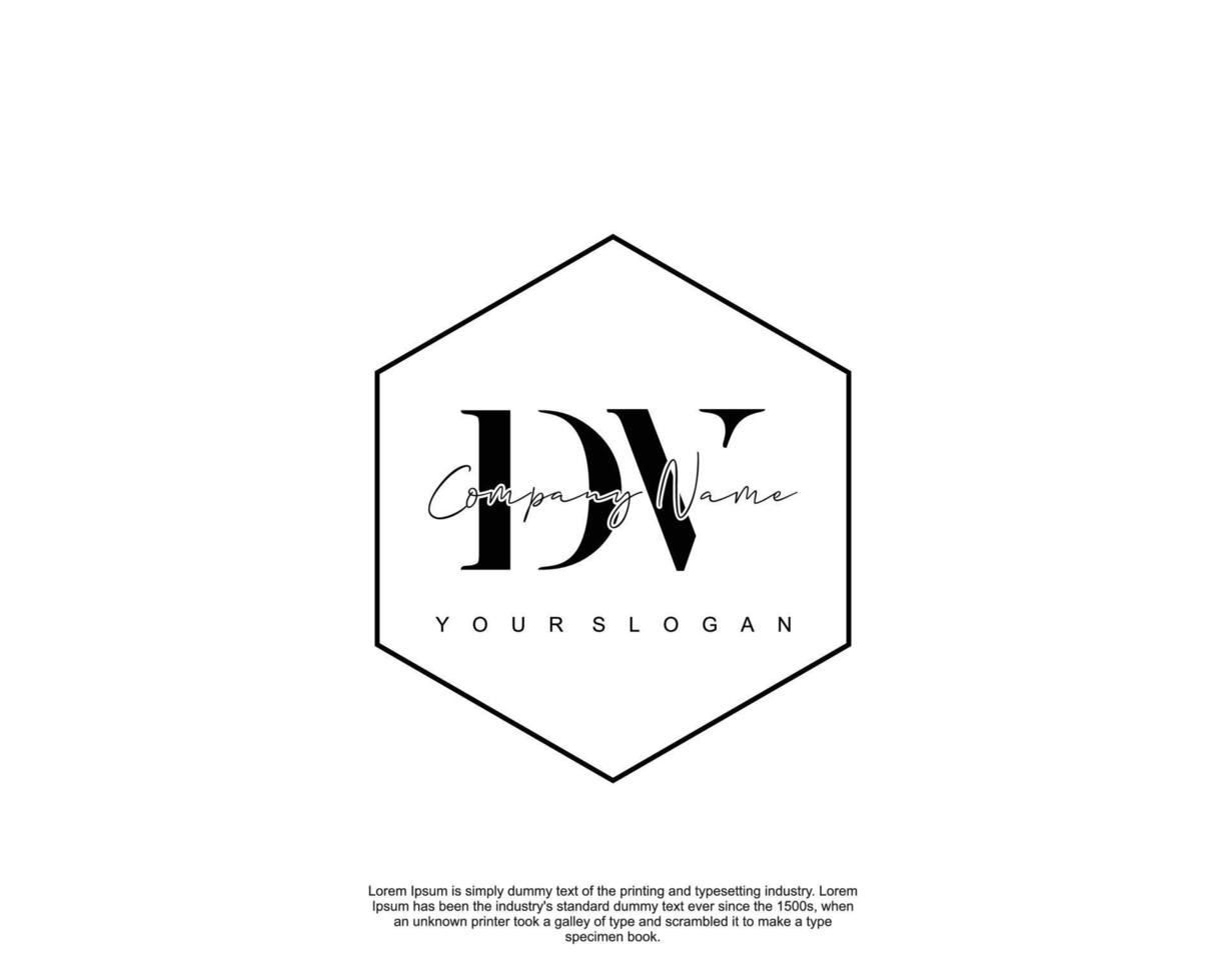 Initial DV Feminine logo beauty monogram and elegant logo design, handwriting logo of initial signature, wedding, fashion, floral and botanical with creative template vector