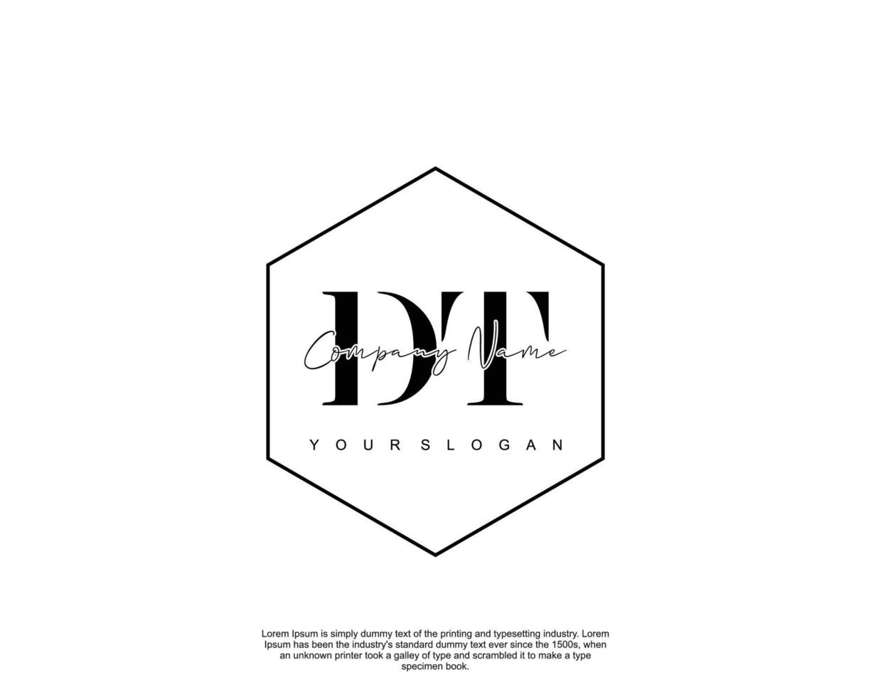 Initial DT Feminine logo beauty monogram and elegant logo design, handwriting logo of initial signature, wedding, fashion, floral and botanical with creative template vector