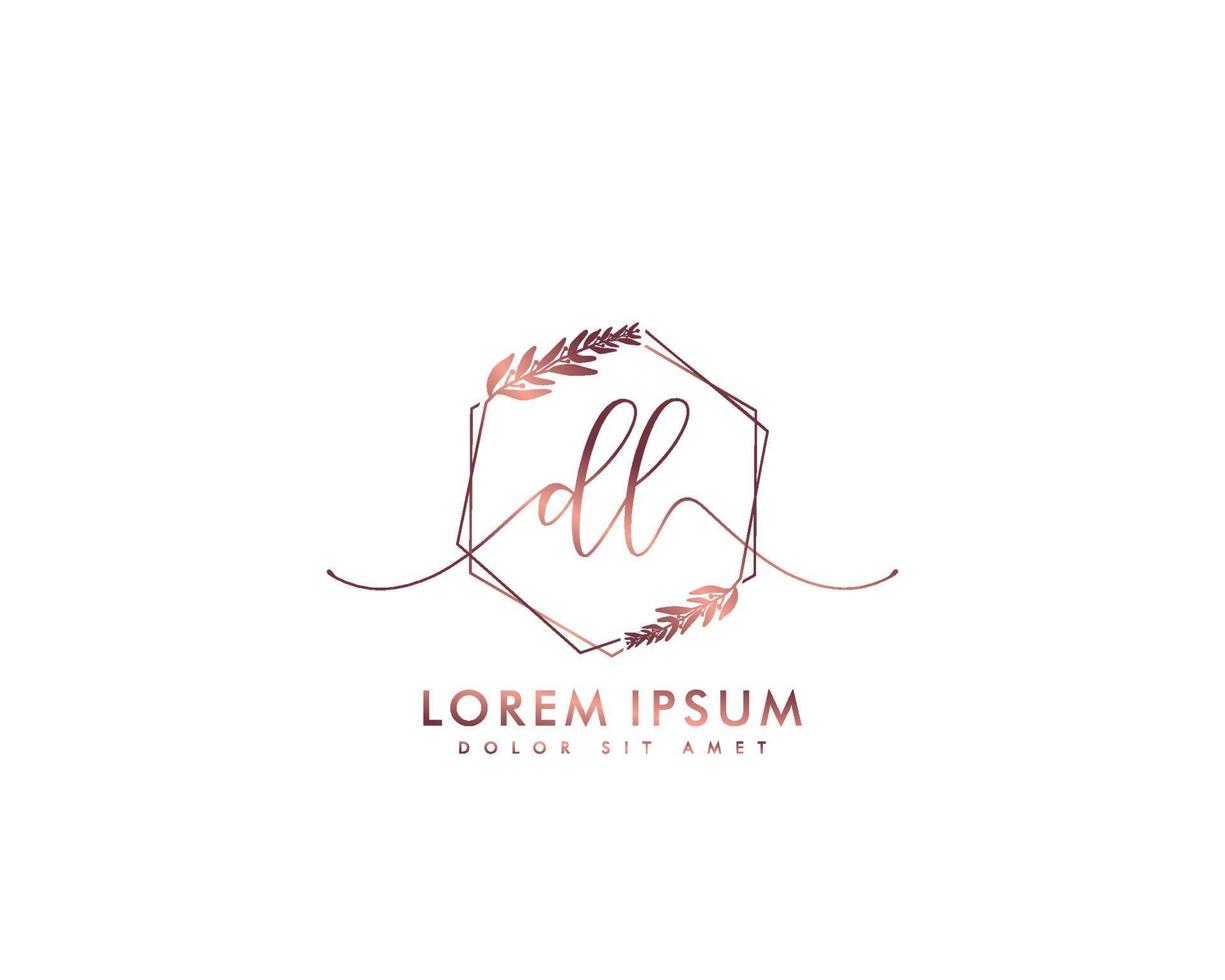 Initial DL Feminine logo beauty monogram and elegant logo design, handwriting logo of initial signature, wedding, fashion, floral and botanical with creative template vector