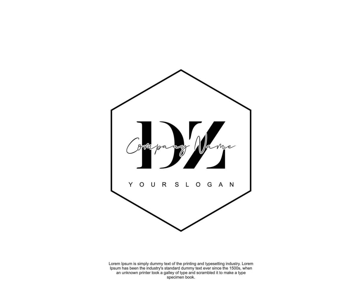 Initial DZ Feminine logo beauty monogram and elegant logo design, handwriting logo of initial signature, wedding, fashion, floral and botanical with creative template vector