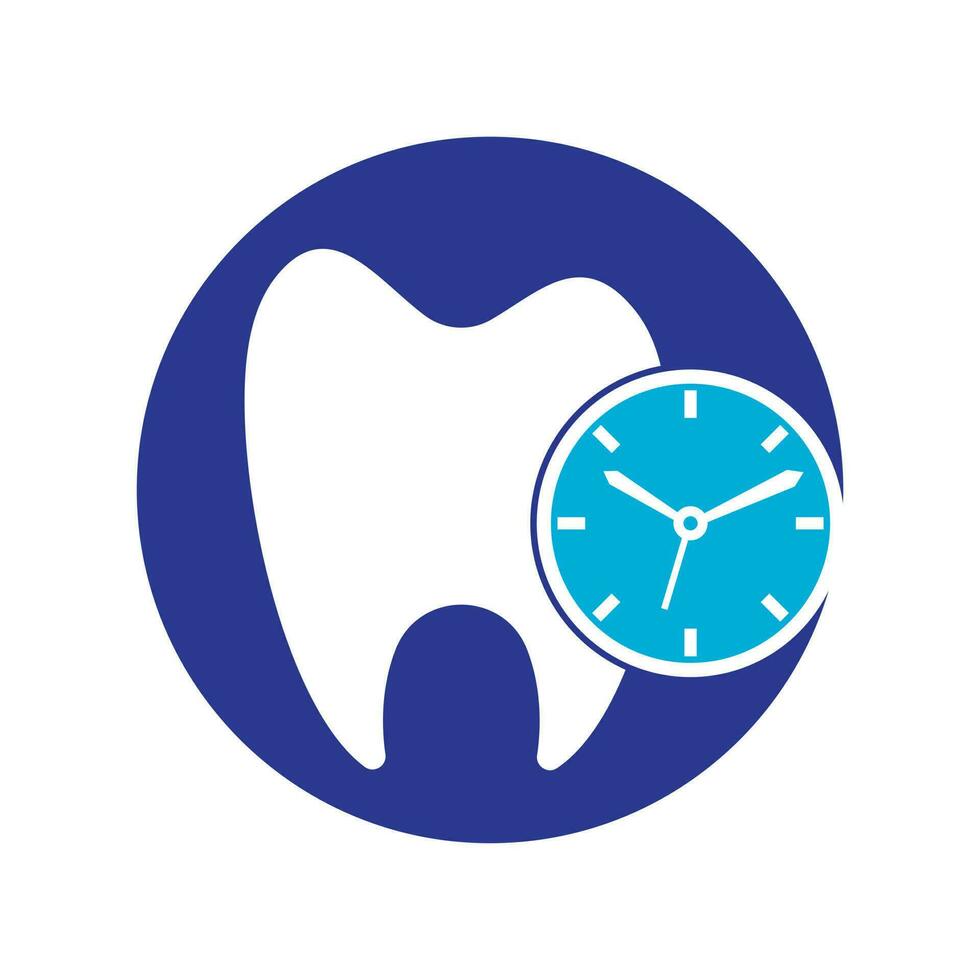 Dental time vector logo design template. Human tooth and clock icon design.