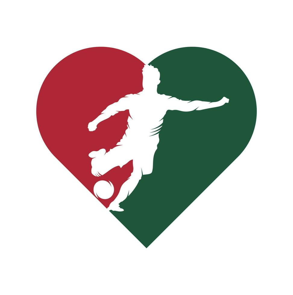 diseño del logo del jugador de fútbol y fútbol. diseño de icono de vector de logotipo de bola de regate.