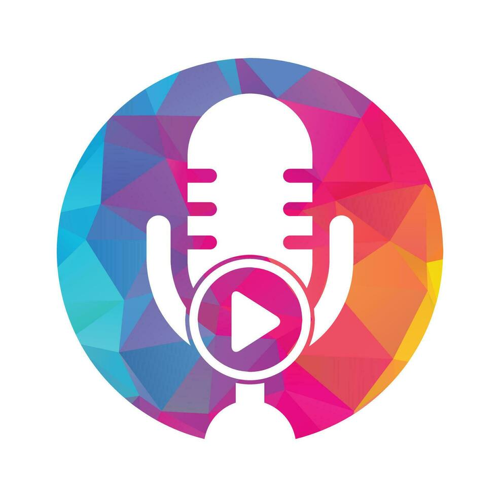 Video play podcast logo template design. Podcast Channel or Radio Logo design. vector
