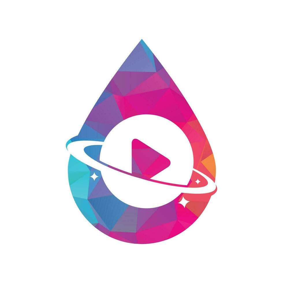 Music planet drop shape concept vector logo design. Music play icon symbol design.