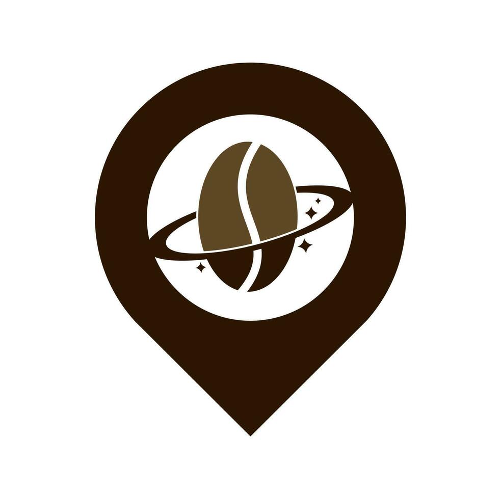 Coffee planet gps shape concept logo vector design.