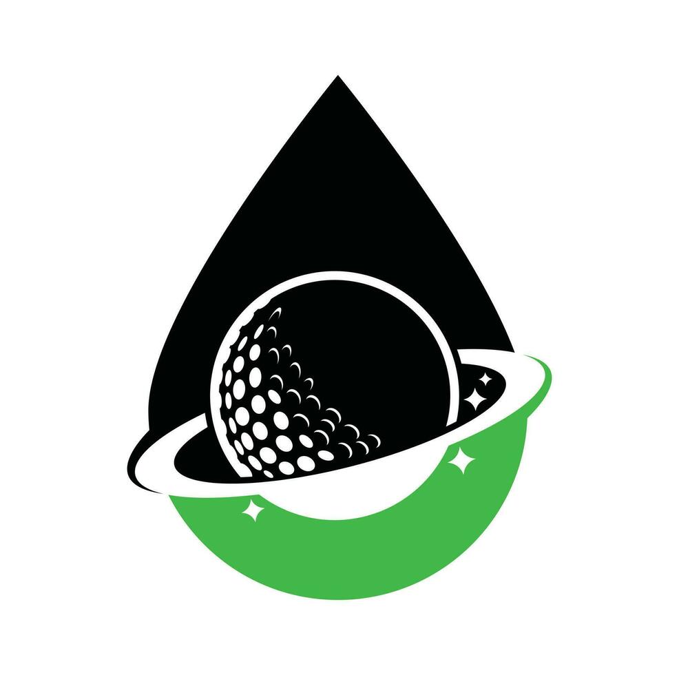 Planet golf and drop shape vector logo design. Golf ball and planet vector logo design template.