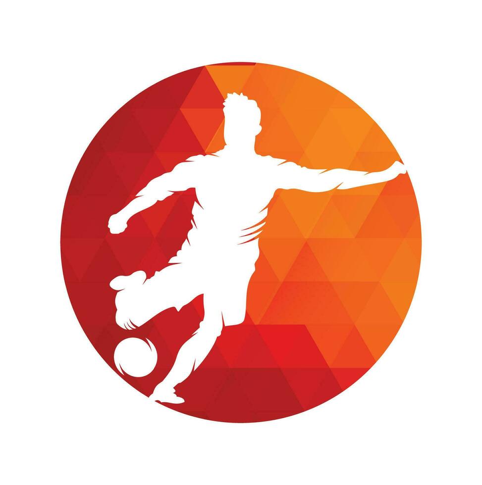 Soccer and Football Player logo design. Dribbling ball logo vector icon design.