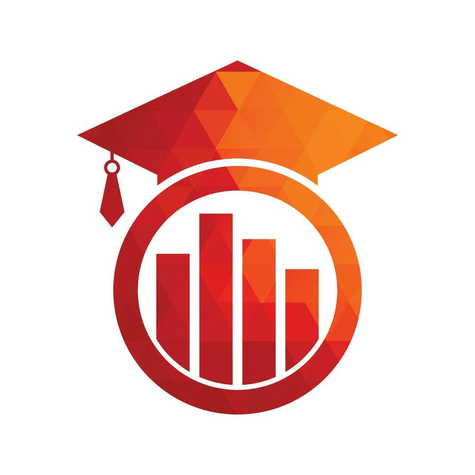 Graduate Cap with Finance Bar Chart Logo Vector. Education logo design and investment logo. vector