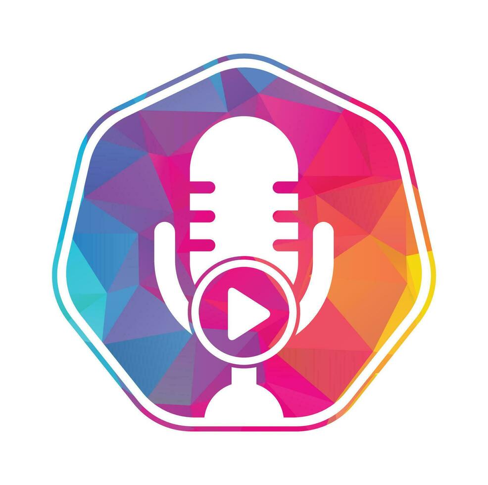 Video play podcast logo template design. Podcast Channel or Radio Logo design. vector