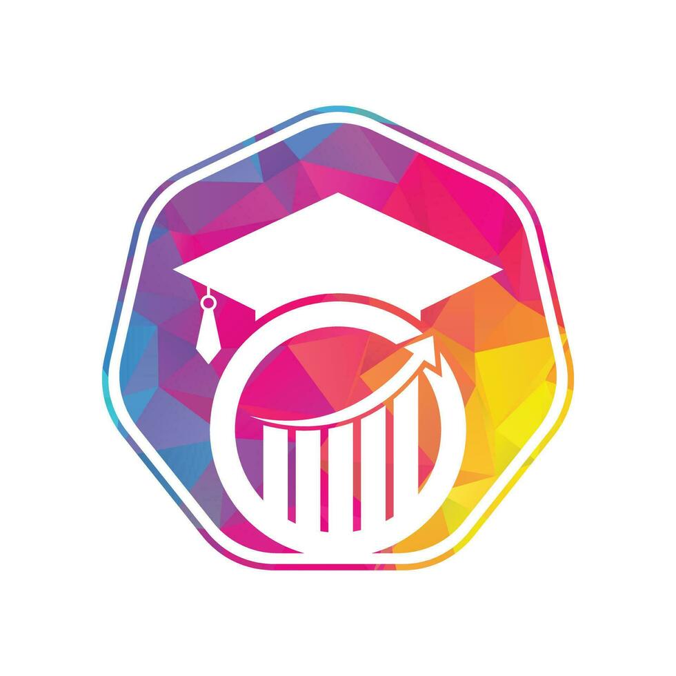 Graduate Cap with Finance Bar Chart Logo Vector. Education logo design and investment logo. vector