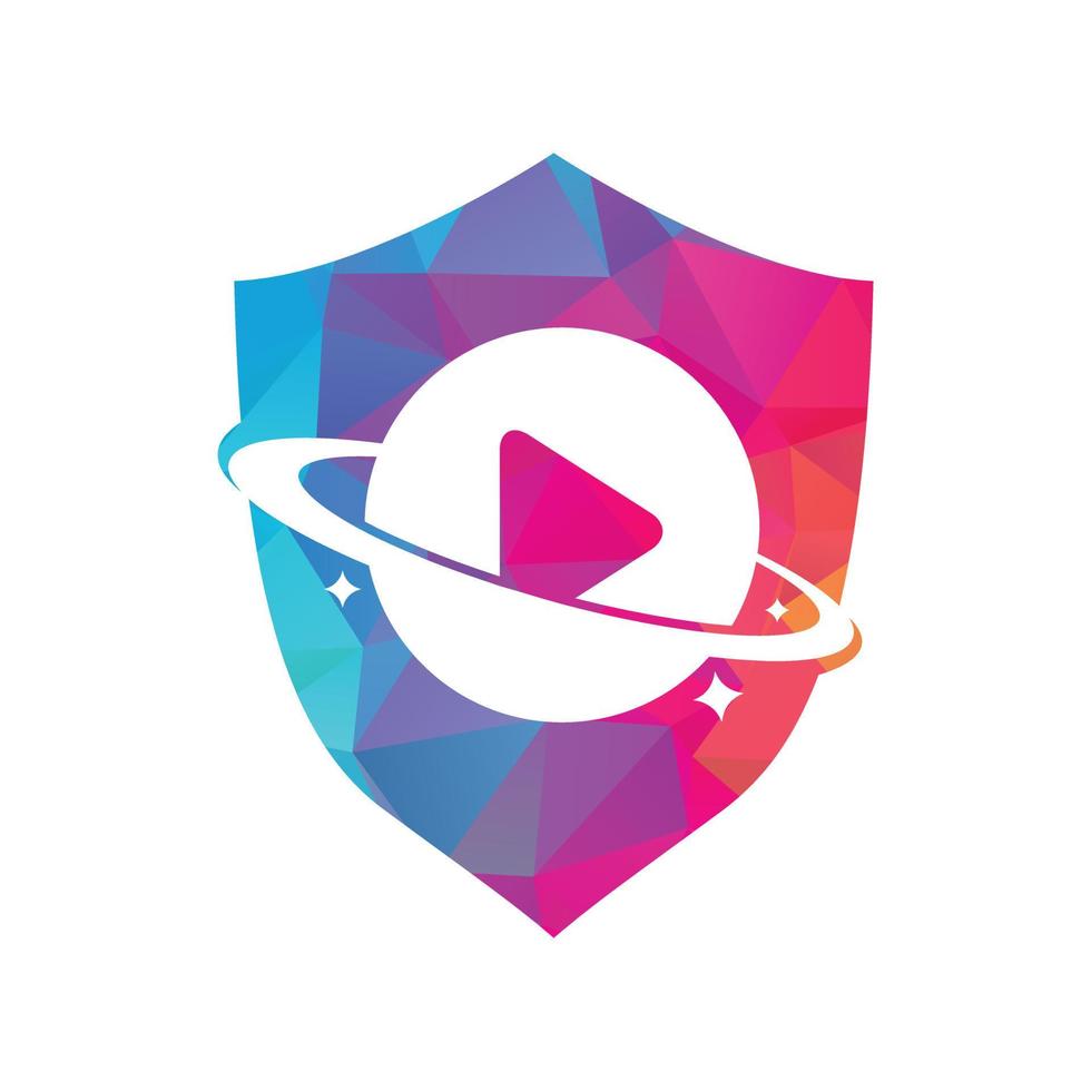 Music planet logo design concept. Music play icon symbol design. vector