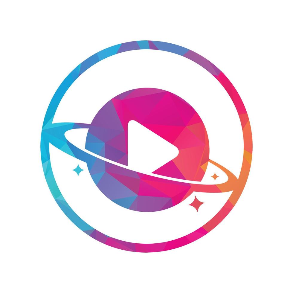 concepto de diseño del logotipo del planeta musical. diseño de símbolo de icono de reproducción de música. vector