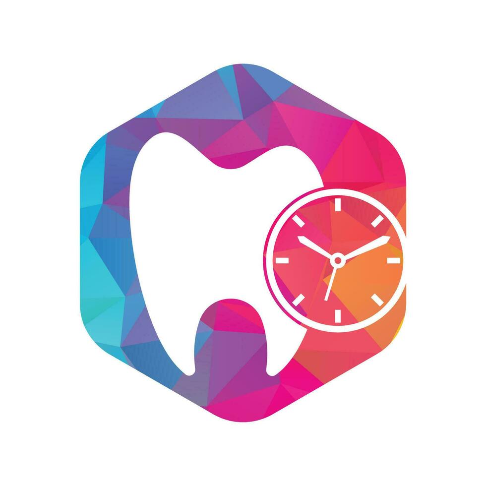 Dental time vector logo design template. Human tooth and clock icon design.