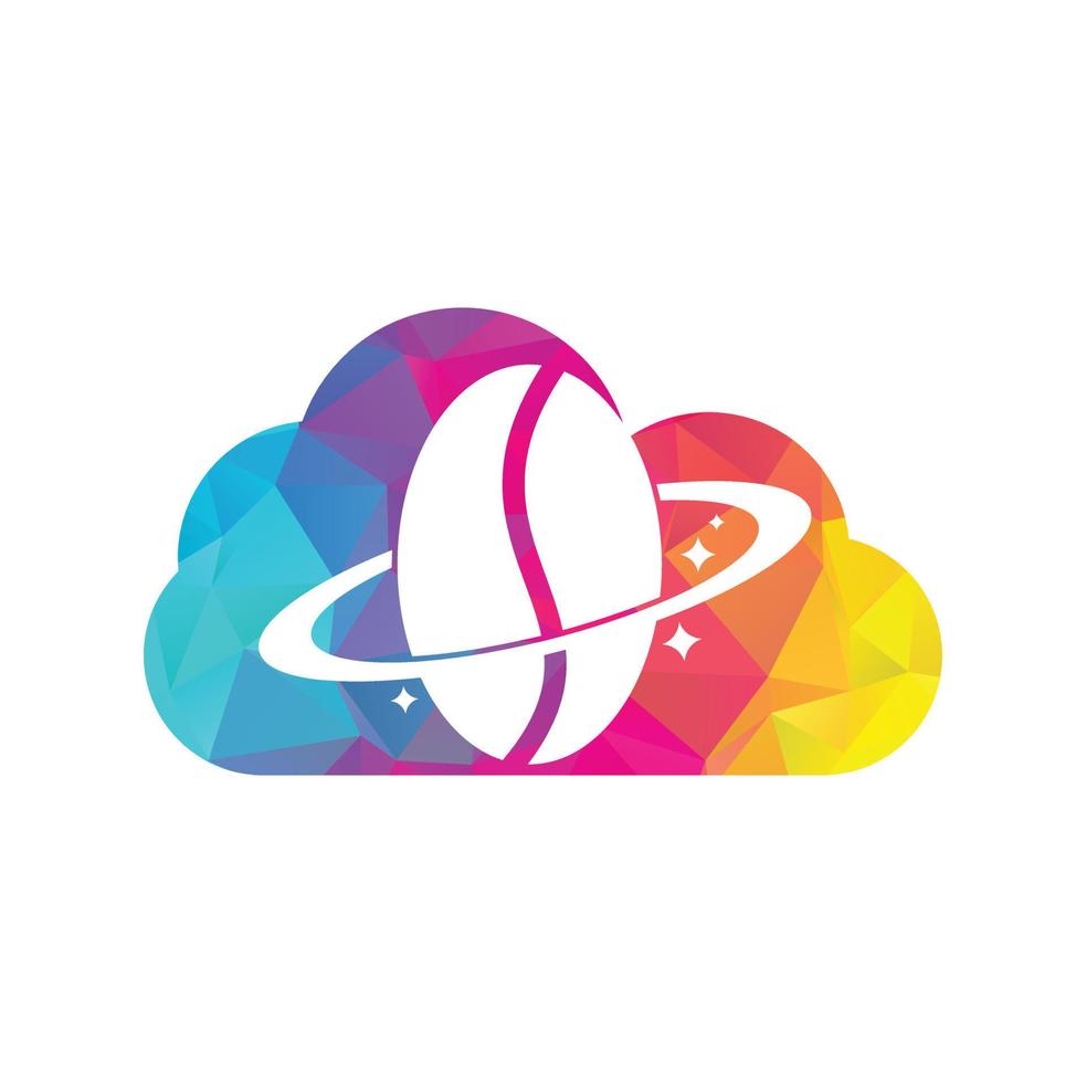 Coffee planet cloud shape concept logo vector design.