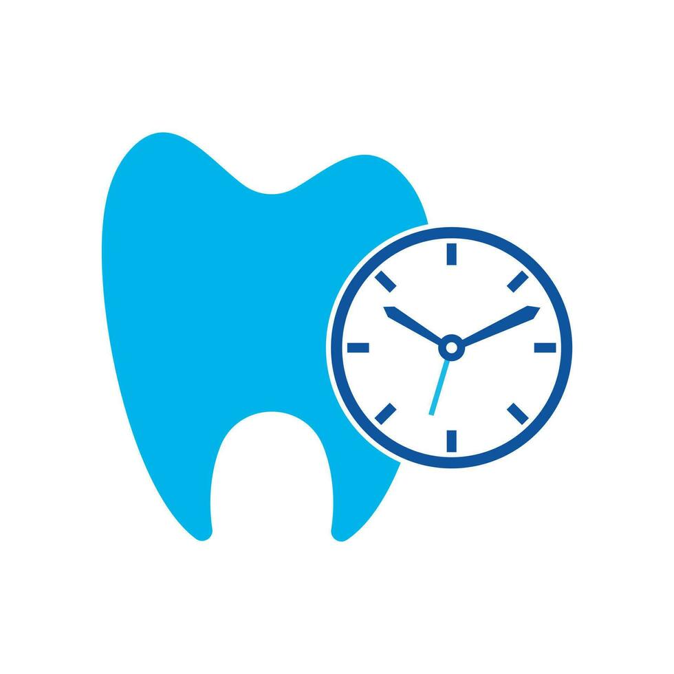 plantilla de diseño de logotipo de vector de tiempo dental. diseño de icono de reloj y diente humano.