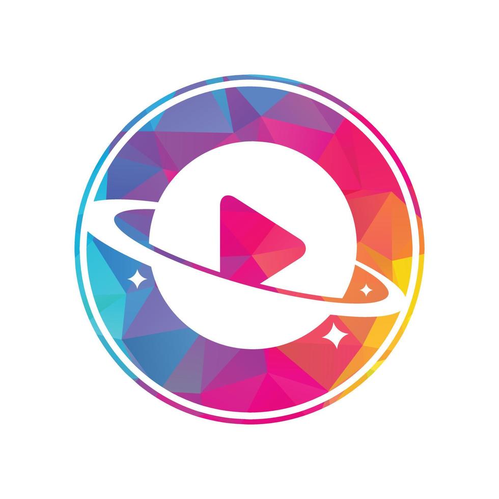 concepto de diseño del logotipo del planeta musical. diseño de símbolo de icono de reproducción de música. vector