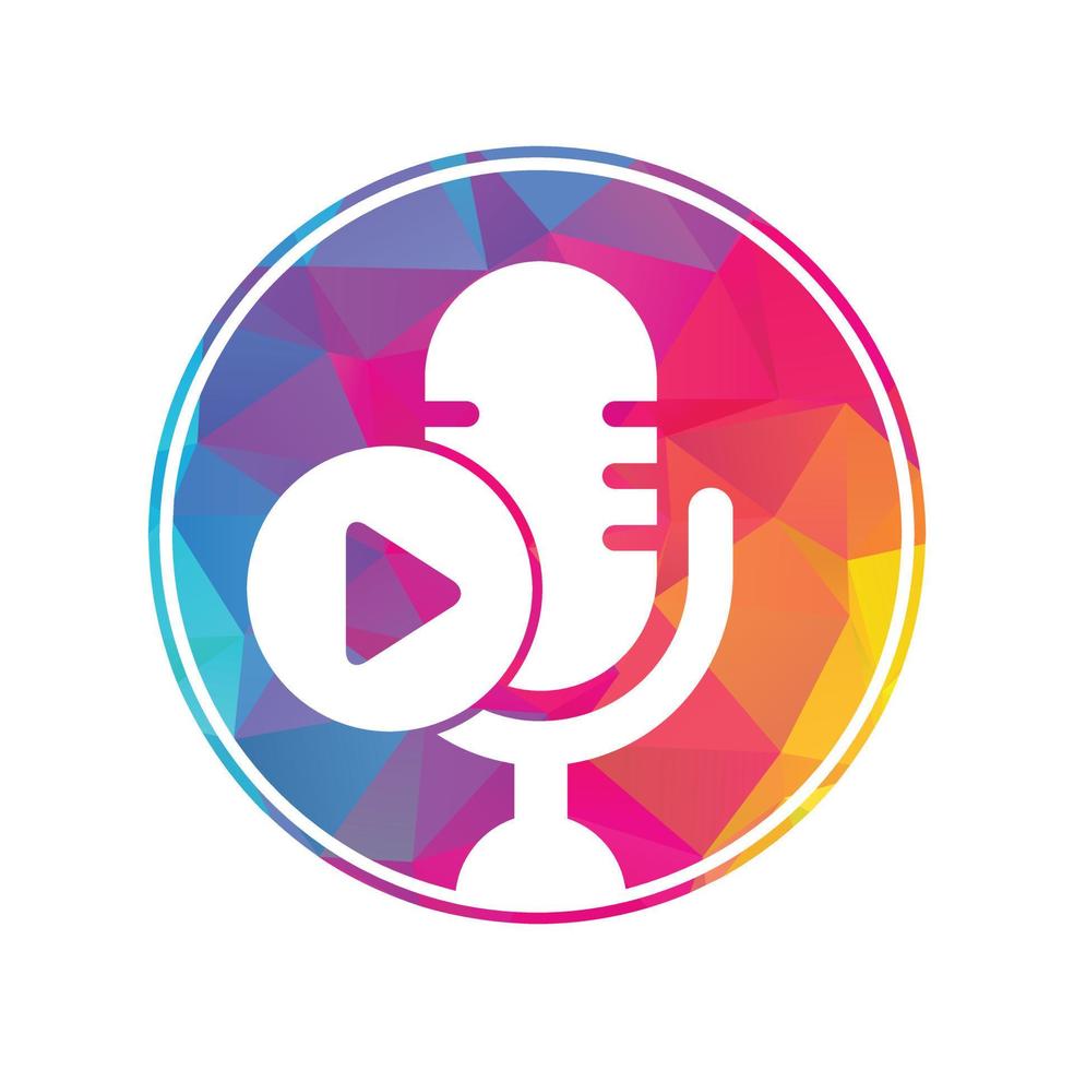 Video play podcast logo template design. Podcast Channel or Radio Logo design. vector
