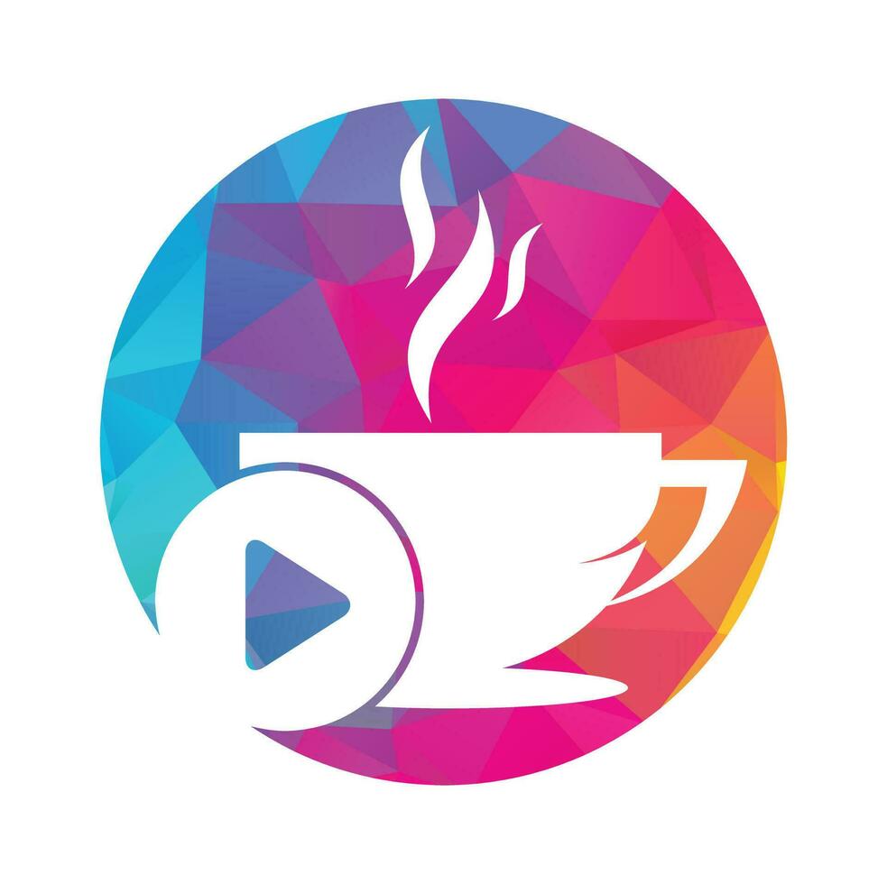 diseño de logotipo de café y juego. diseño de logotipo de café con un vector de botón de reproducción de música.