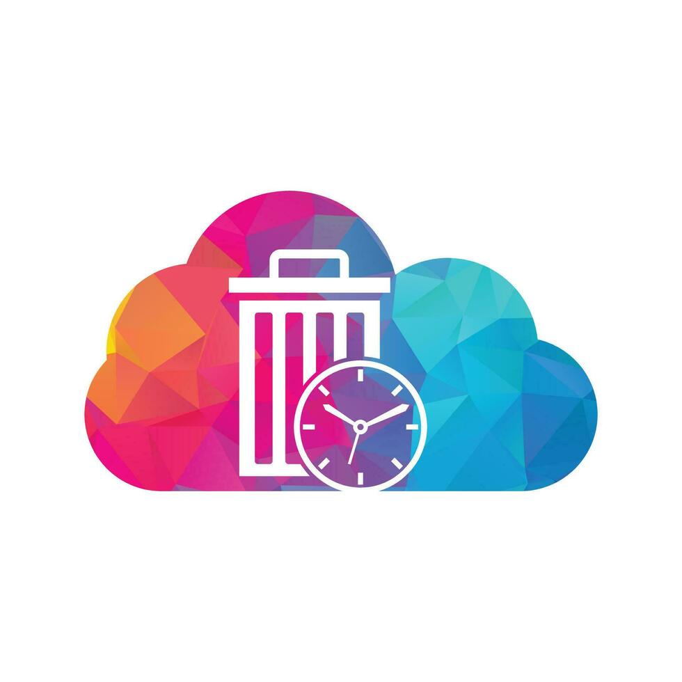 Waste time cloud shape concept vector logo template. Garbage Time Logo Template Design.