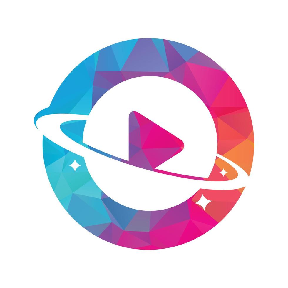 Music planet logo design concept. Music play icon symbol design. vector
